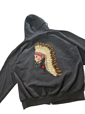 Pro Spirit Select Sweats Black Zip-Up Hoodie – X-Large, Native American Embroide - Image 1 of 4