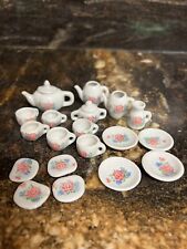 Vintage Lot Miniature Porcelain Tea Set Floral Pattern Dollhouse Child Play