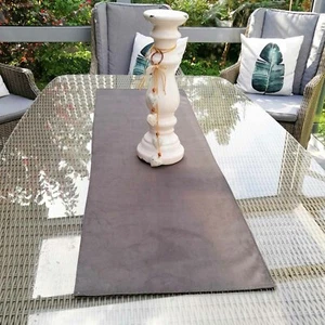 Runner da tavolo in velluto grigio chiaro - 40x140cm - elegante decorazione tavolo soggiorno - Foto 1 di 3