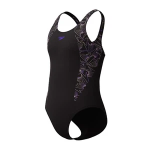 TRAJE DE BAÑO SPEEDO NIÑA. DISFRAZ DE NATACIÓN HYPERBOOM EMPALME NEGRO MUSCLEBACK W25 - Imagen 1 de 6