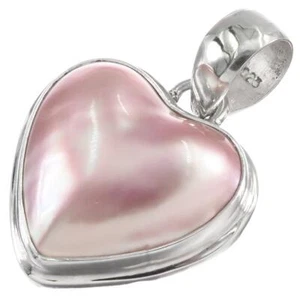 "Ciondolo Mabe Argento Sterling 925 San Valentino Cuore Rosa Mabe Perla, 1 1/8" - Foto 1 di 3