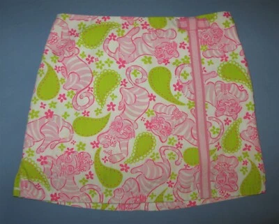 Falda corta Lilly Pulitzer Black Jack Tiger gato rosa verde blanco niña 5 usada en excelente estado Foto 1 de 4
