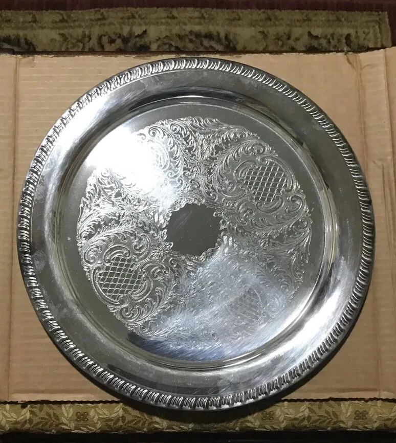 Leonard Towle Silver-plate 12” Round serv tray NEW Other Stored in Original Box. - Image 1 of 4