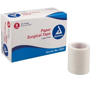 Paper Surgical Tape Hypoallergenic First Aid Dynarex 6 Rolls 2"X10 Yards 6 Pack - Picture 1 of 3