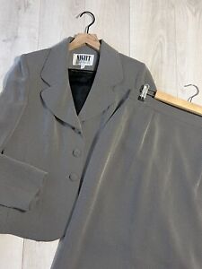 Night Studio Gray Jacket And Maxi Pencil Skirt Suit Set Sz 10