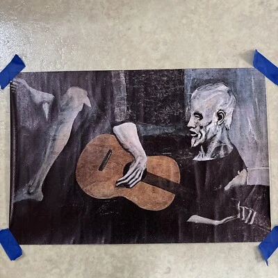 "Impresión de póster en lienzo decorativo arte de pared Pablo Picasso el guitarrista viejo 12x18""" Foto 1 de 4