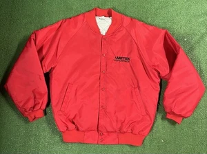 Vintage 80s Hartwell Red Nylon AMETEK AEROSPACE Bomber Jacket XL Made USA RARE - Picture 1 of 15