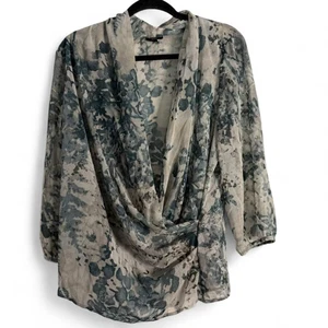 Talbots Gr. 14 Faux Wickel transparente Aquarell Bluse - Bild 1 von 7