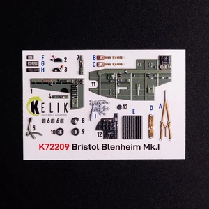 Calcomanía detalle cabina 3D KeliK K72209 (para Airfix) avión Bristol Blenheim Mk.I - Imagen 1 de 9