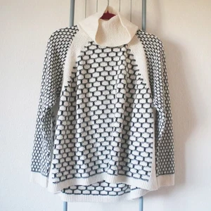 Next Black and White Turtleneck Cosy Soft Knit Pattern Sweater Jumper Size 16 - Picture 1 of 6