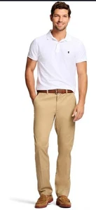 IZOD Men's Performance Stretch Slim Fit Flat Front Non Iron Khaki 34X32 NWT - Picture 1 of 7