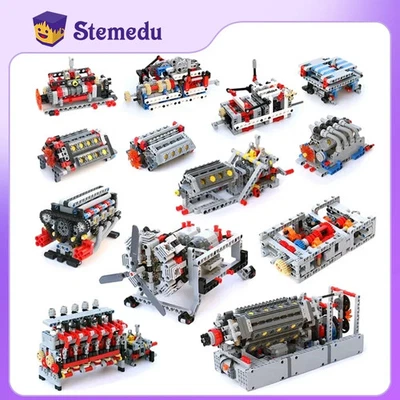 MOC Technical Gearbox 4/6 Speed with Reverse V8 V16 Engine Motor Building Blocks - Image 1 of 4