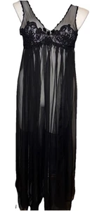 Vintage Victoria Secret Sheer Long Nightgown Lingerie Chiffon Glam Gold Label M - Picture 1 of 11