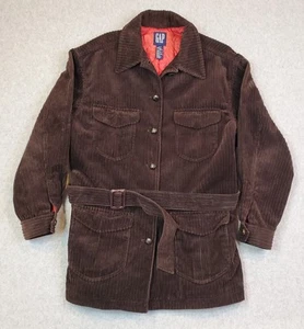 Vintage Gap Corduroy Jacket Safari Peacoat Women's Size Medium M Brown Belted - Picture 1 of 13