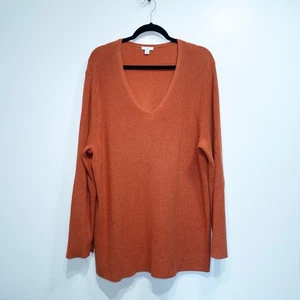 New J. Jill Burnt Orange Erin Ribbed Shaker V-Neck Sweater Size 2X - Picture 1 of 7
