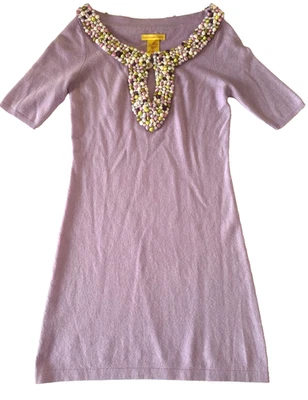 Catherine Malandrino Knit Shift Beaded Neck Dress Periwinkle Lavender Sz XS NEW Foto 1 de 4