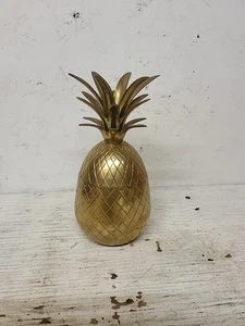 VTG Brass Pineapple Container Décor MCM Trinket Made in India - Picture 1 of 5