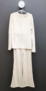 H&M Ribbed Knit Long Sleeve Kids Top & Legging 2 Piece Set US 10 Cream - Picture 1 of 7