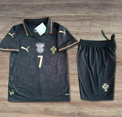 CR7 Portugal Youth Black 2026 World Cup Jersey Full Kit - Image 1 of 4