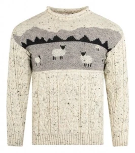 100 % Wool Aran Sheep Jumper - Unisex - Made in the UK - Size XS-XL Price Drop - Picture 1 of 3