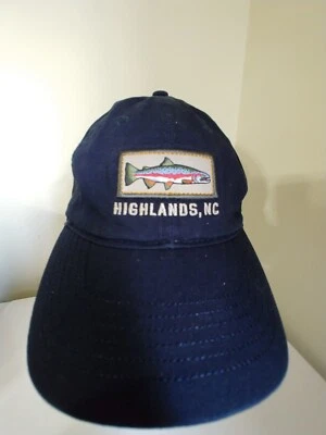 Highlands, Carolina del Norte Parche de Trucha Moteado Logo Sombrero Azul Oscuro Ajustable Espalda Pesca Foto 1 de 4