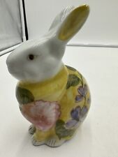 Vintage Andrea by Sadek Hand Painted Floral Porcelain 5.5" Bunny Rabbit Figurine