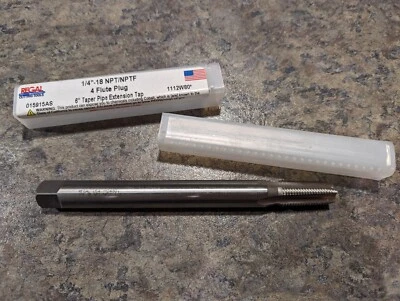 Regal 1/4-18 NPT/NPTF, 4FL, PLUG, HSS, 6" OAL, 015915AS - NEW - Image 1 of 4