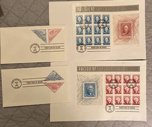 2 Pacific 97 First Day of Issue Large  & 2 Ship & Stagecoach 32c Envelopes - Picture 1 of 12