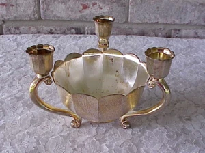 Vintage Lotus Bowl Candle Holder Centerpiece Scalloped Edge Silverplated Italy - Picture 1 of 11