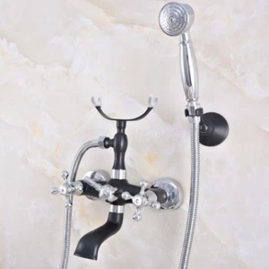 Black And Silver Wall Mount Bathroom Clawfoot Tub & Hand Shower Faucet Zna624 - Picture 1 of 7