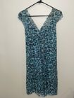 DIANE VON FURSTENBERG Turquoise Leopard Silk Blend Dress