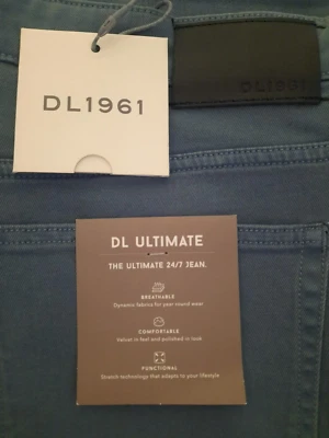 DL1961 Jeans Russell Slim Straight Pants 42 34 5 Pocket Chino Steel Blue New DL - Image 1 of 4