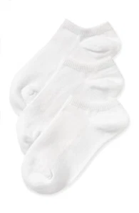 NORDSTROM 158065 Girls 3 Pack White Solid Nonslip Heel Low-Cut Socks Size 8-9 - Picture 1 of 3