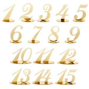 1-15 Acrylic Table Number Decoration Gold Mirror Table Number Signs With Stan... - Picture 1 of 7