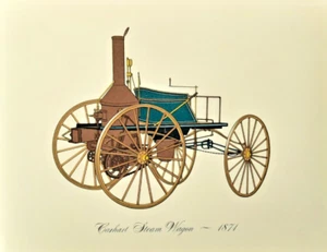 Carhart Steam Wagon 1871 Lithograph Clarence P. Hornung Vintage Automobile Car - Picture 1 of 1
