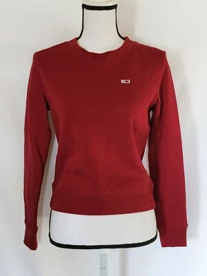 Moletom Tommy Jeans Feminino Clássico Gola Redonda Vermelho Tamanho XXS Novo - Imagem 1 de 4