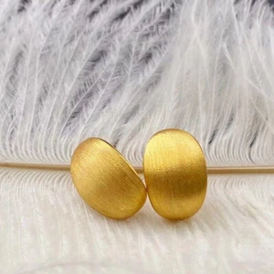 Reines 18K Gelbgold Glück Quadrat Oval Ohrstecker Damen - Bild 1 von 5