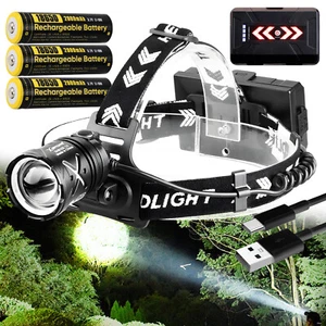 High Lumens LED Headlamp USB Rechargeable Super Bright Zoom Head Torch Headlight - Picture 1 of 11