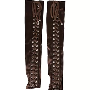 DOLCE & GABBANA Gloves Brown Acetate Lace Up Fingerless Mitten 7.5 / M 1350usd - Picture 1 of 8