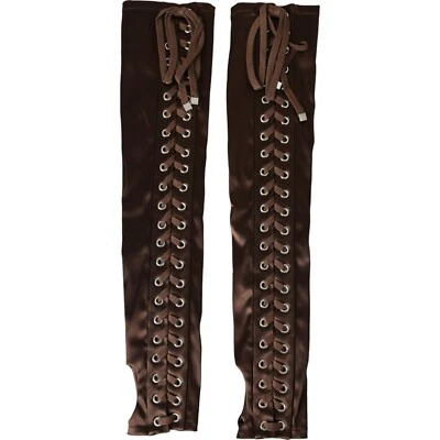 DOLCE & GABBANA Gloves Brown Acetate Lace Up Fingerless Mitten 7.5 / M 1350usd - Image 1 of 4