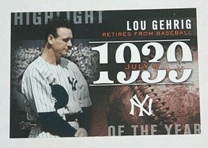 2015 Topps Highlight of the Year Insert #H-37 Lou Gehrig