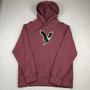 Vintage 90s American Eagle Hoodie Men Large Maroon Embroidered Eagle Sweatshirt - Picture 1 of 7