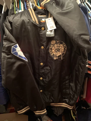 Boston Celtics Starter Jacket XL NBA 75th Anniversary Rakuten Black & Gold NEW Cover