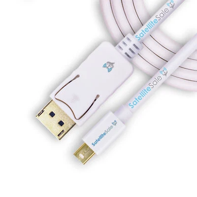 SatelliteSale Mini DisplayPort to Display Port DP Cable 4K/30Hz 8.64Gbps White - Image 1 of 4