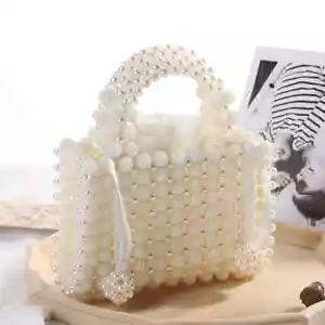Crystal Bead Evening Bag Pearl Chain New Handmade Bag - Picture 1 of 26