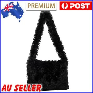 Women Plush Shoulder Bag Fluffy Crossbody Bag Large Capacity Shopping Bag(Black) - Picture 1 of 5
