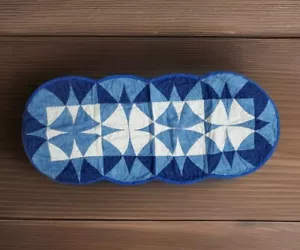Spring, Summer "Blue Plate" Runner 15x35 inches blue/white - Picture 1 of 5