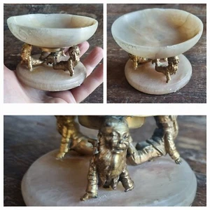 Raro portagioielli piccolo gnomi e alabastro bronzo antico - Foto 1 di 4
