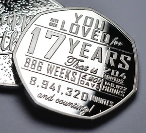 17th Birthday Silver Commemorative. Gift/Present. 17 Years Son/Daughter/Grandson - Picture 1 of 9