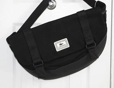 Bolso Cruzado Grande LACOSTE Hombre Algodón Negro, PVC NUEVO con ETIQUETA Foto 1 de 4